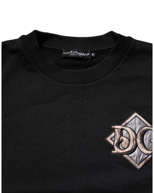 Dolce & Gabbana Black Logo Embroidery Sweatshirt Sweater Cotton Clothing for men