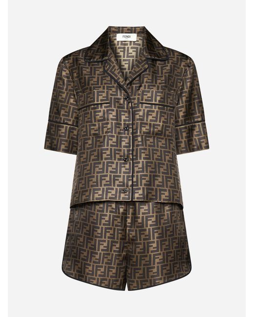 Fendi Ff Silk Shirt Shorts Pajamas Set Lyst