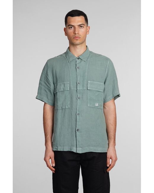 C P Company Shirt In Green Linen for men