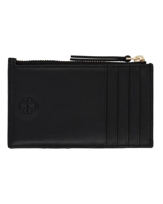 Tory Burch Black Leather Paper Holder Fleming Wallets & Purses