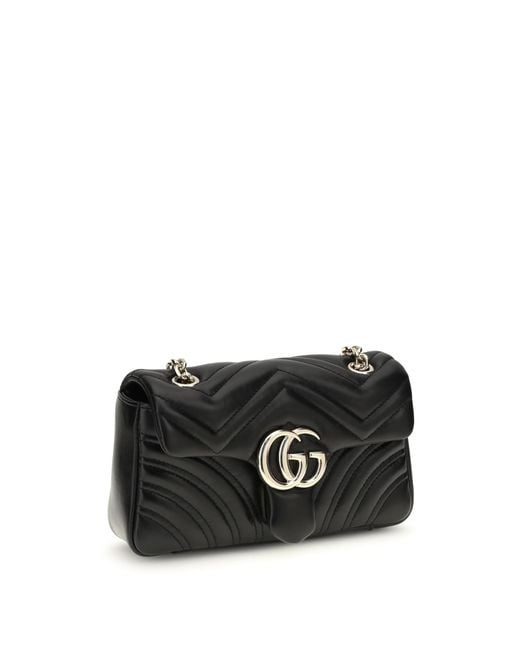 Gucci Black Gg Marmont Small Shoulder Bag Lamb Ovis Aries Handbags