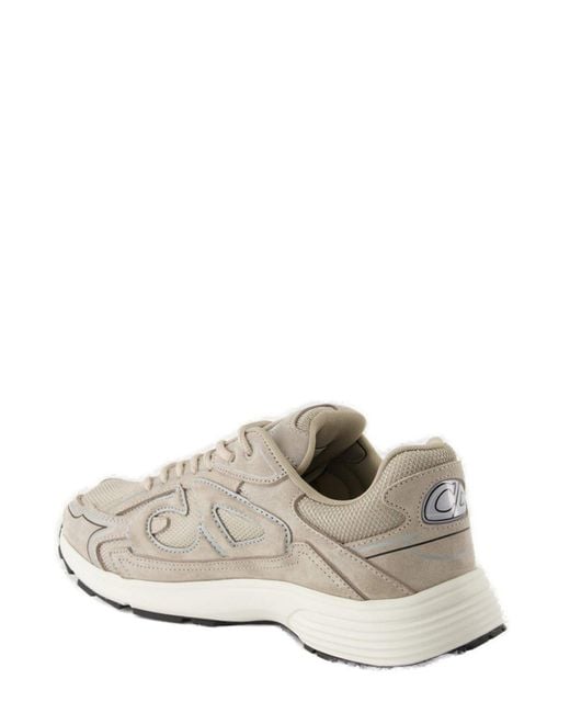 Dior Gray B30 Logo Patch Lace-Up Sneakers for men