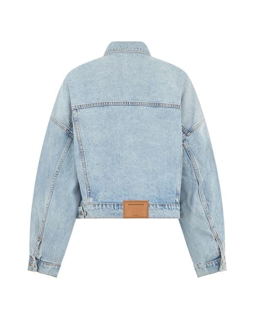 Alexander Wang Blue Denim Jacket Cropped Cotton