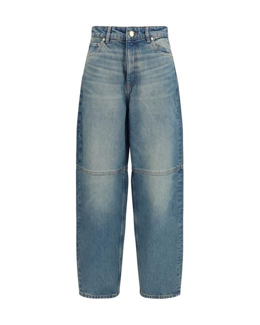 Ganni Blue Stary Rigid Denim Jeans Cotton