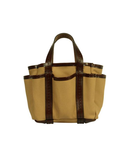 Max Mara Brown Logo Patch Top Handle Bag