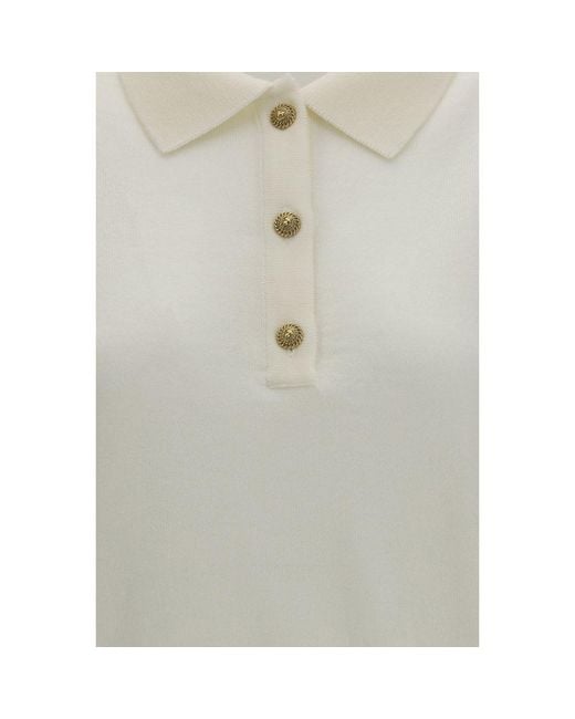 Balmain Gray White Wool Oves Aries Polo Shirt