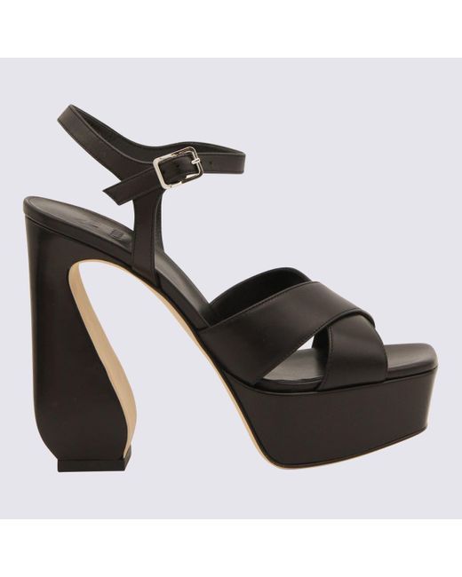 SI ROSSI Black Leather Sandals