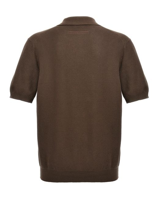 Zegna Brown Knitted Shirt Polo for men
