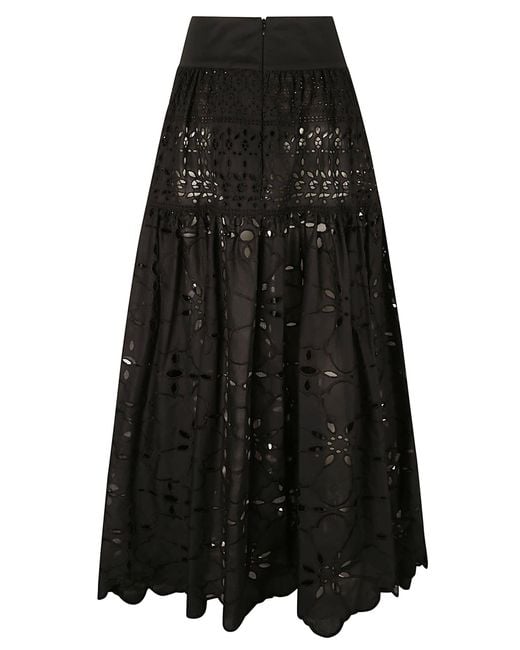 Ermanno Scervino Black High-Waist Floral Perforated Skirt