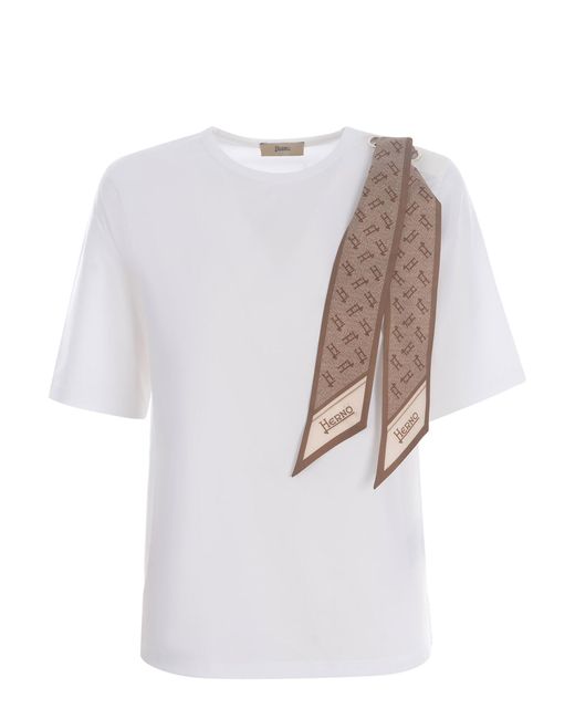 Herno White T-Shirt "Foulard"