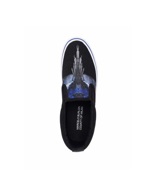 Marcelo Burlon Blue Canvas Slip On Sneakers for men