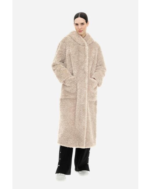 Herno Natural Chantilly Curly Faux Fur Coat Rings