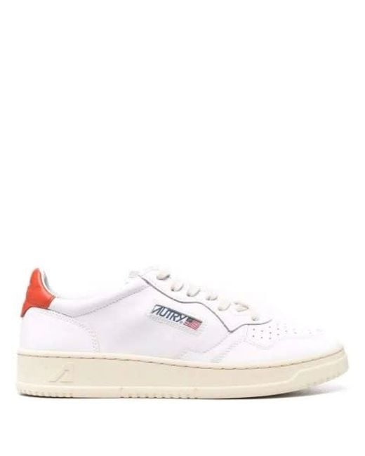 Autry Medalist Low Sneakers In White Orange Leather for Men | Lyst