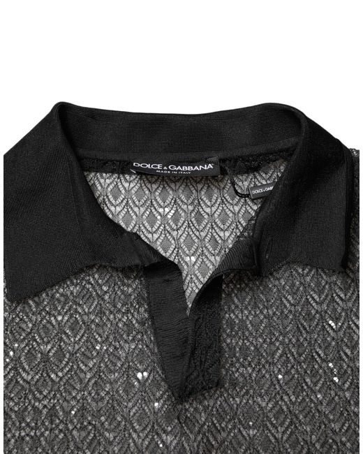 Dolce & Gabbana Black Sheer Short Sleeves Casual Polo Top 03+Pa+Pp for men