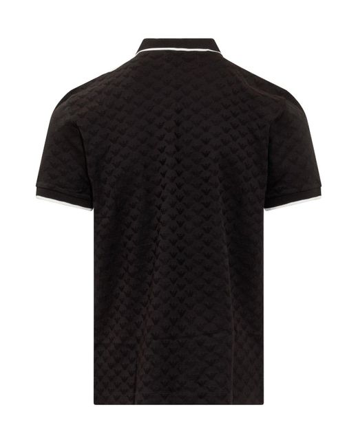 Emporio Armani Black Logo-jacquard Regular-fit Cotton Polo Shirt X for men