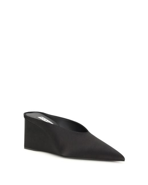 Alaïa Black Wedge Mules Satin Silk Pumps