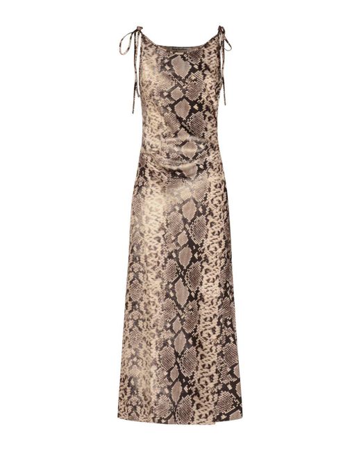 Acne Natural Satin Python Printed Dress