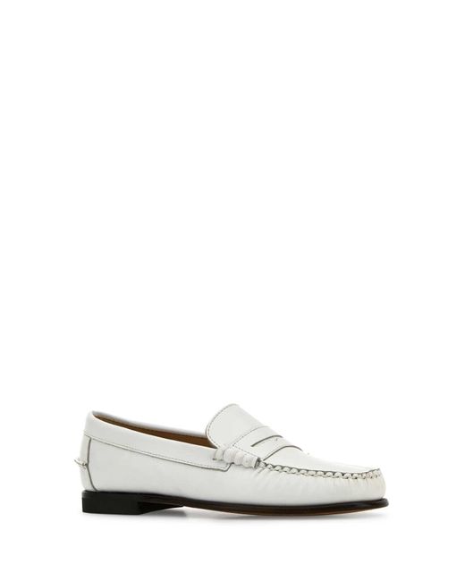 Sebago White Leather Danielle Pop Loafers