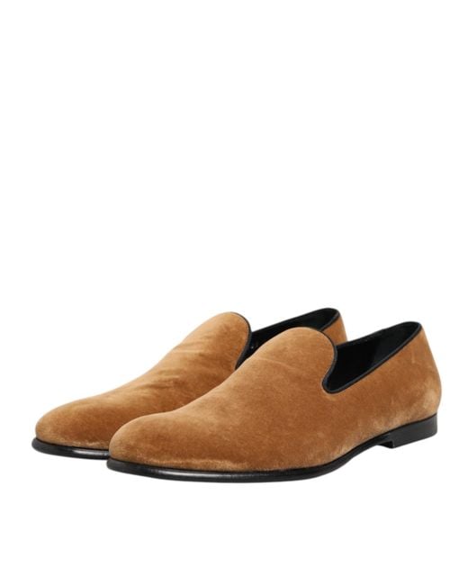Dolce & Gabbana Brown Suede Slip On Loafers Formal Shoes for men