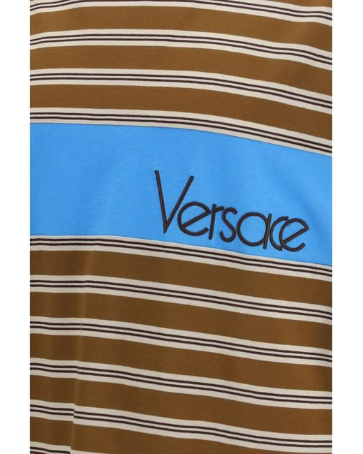Versace Blue Striped Cotton T-Shirt T-Shirts for men