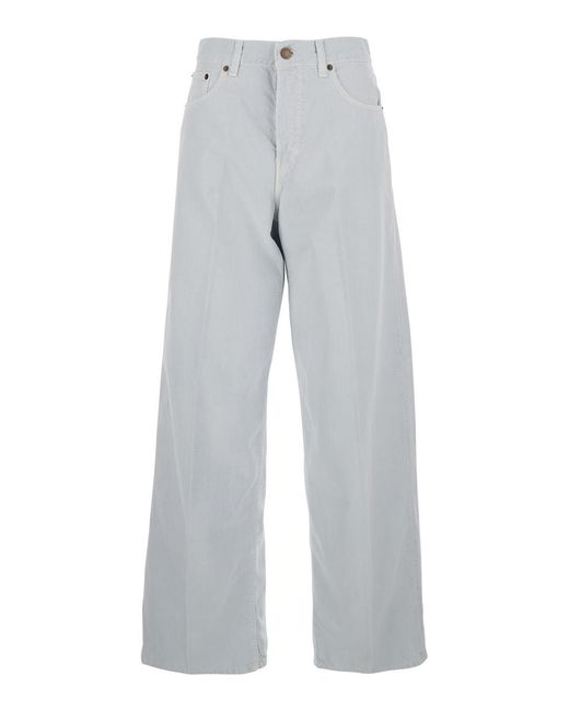 Haikure Gray Jeans With Belt Loops And Logo Patch On The Back