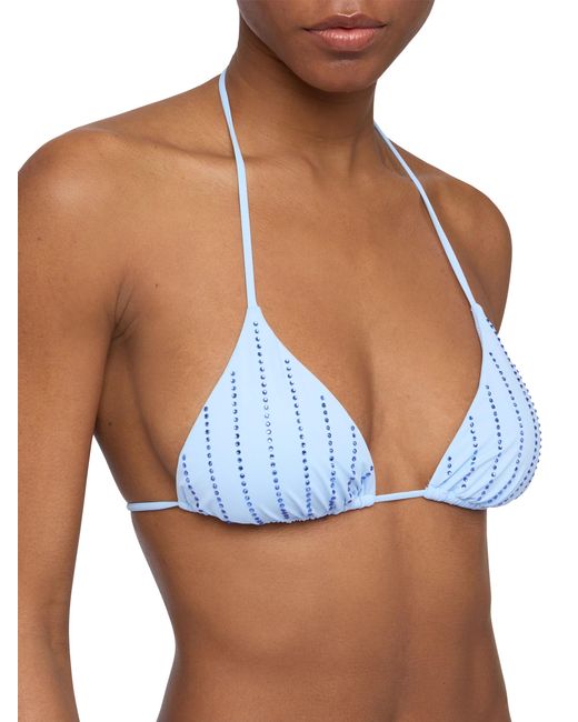 Mc2 Saint Barth Blue Leah Light Triangle Top With Striped Rhinestone Embellishment