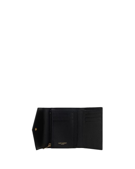 Saint Laurent White Cassandre Matelassé Leather Wallet Calf & Purses