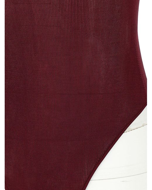 Self-Portrait Red Viscose Knit Bodysuit