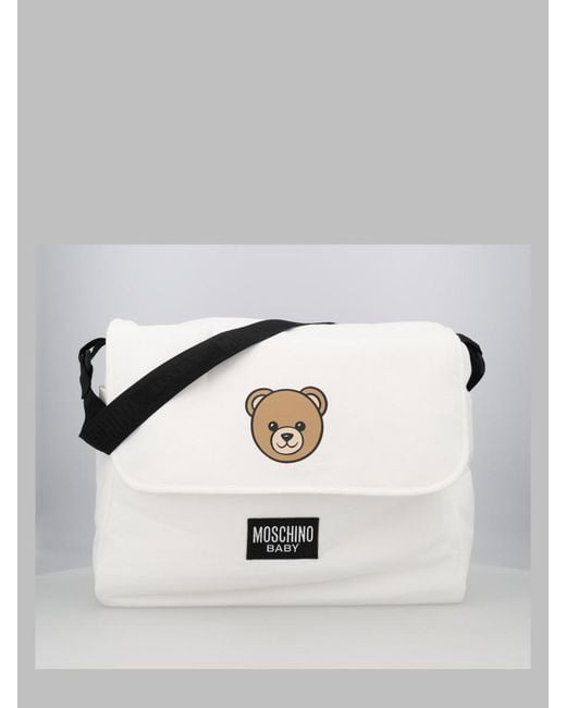 Moschino White Baby Changing Bag With Mat Cotton Clutch