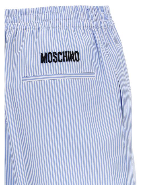 Moschino Blue Striped Cotton Poplin Boxer Shorts