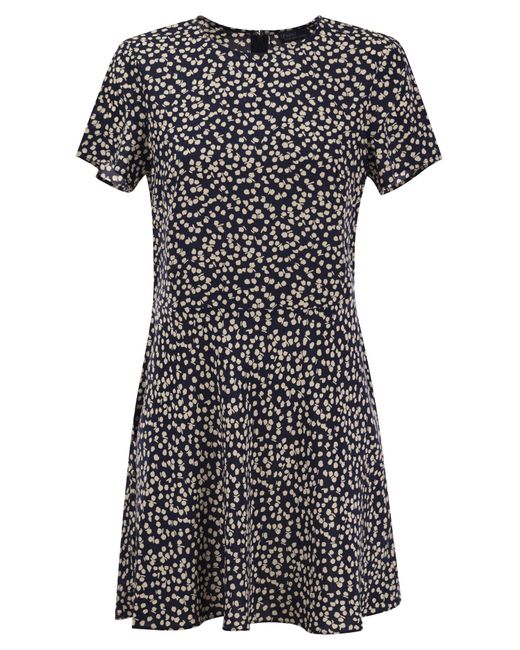 Polo Ralph Lauren Black Viscose Dress With Micro Pattern