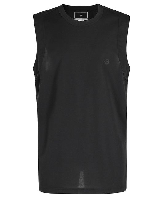 Y-3 Black Logo-printed Sleeveless Top for men