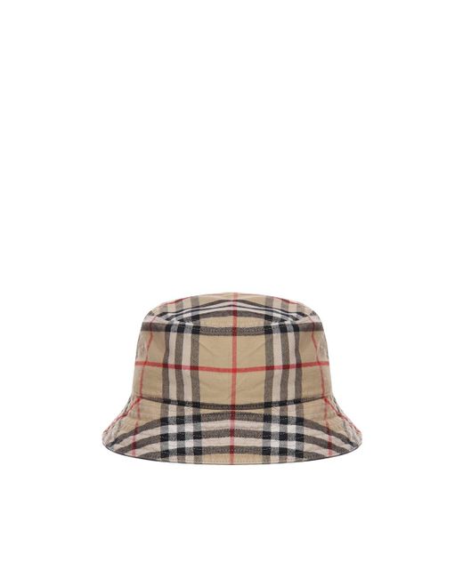 Burberry Check Cotton Bucket Hat in Metallic for Men