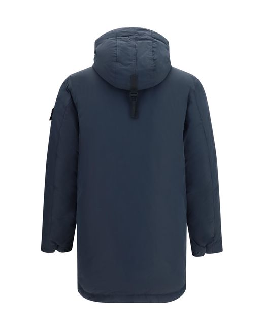Stone Island Blue Long Down Jacket Polyester for men