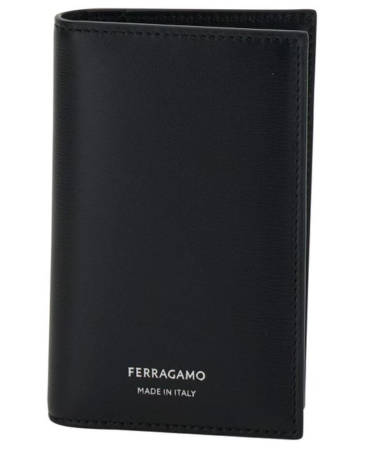 Ferragamo Black Logo Stamp Bi-Fold Wallet for men