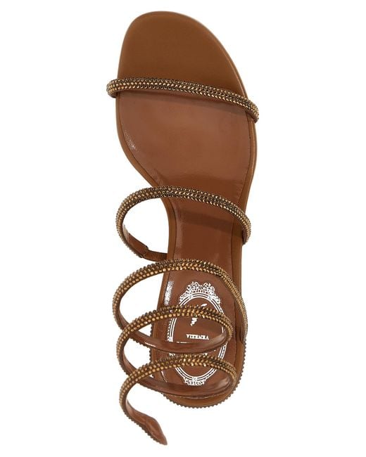 Rene Caovilla White Satin Flat Sandals