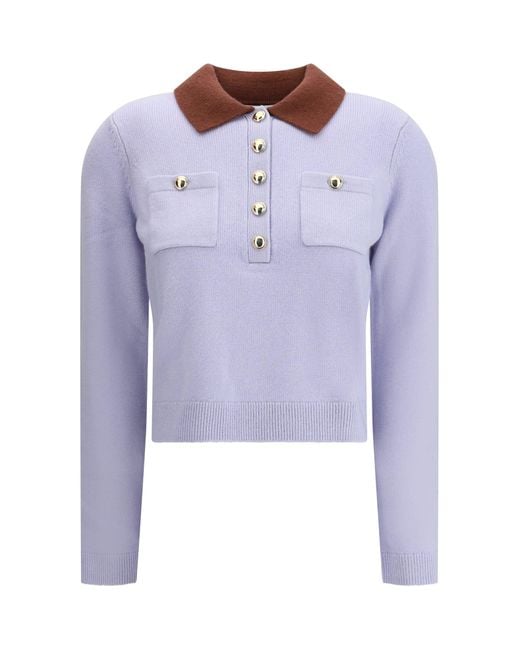 Self-Portrait Purple Contrast Collar Sweater