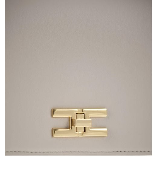 Elisabetta Franchi Gray Shoulder Bag With Gold Swivel Logo