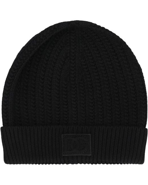 Dolce & Gabbana Black Wool Beanie Virgin Hat for men