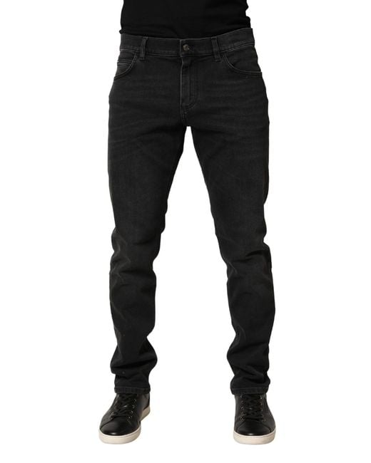Dolce & Gabbana Black Cotton Stretch Regular Skinnydenim Jeans Elastane Clothing for men