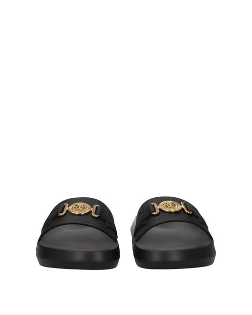Versace Black Leather Slippers for men