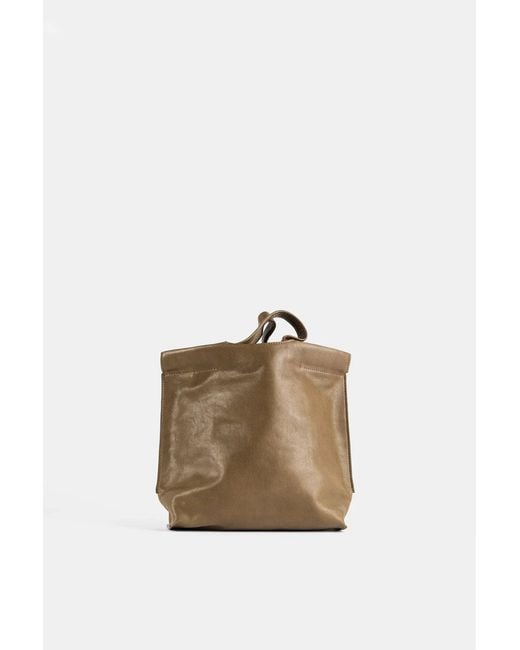 Bea Mombaers Multicolor Shopper S Matte Khaki Leather Hand Bags