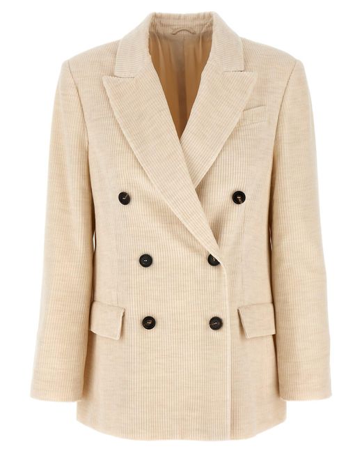 Brunello Cucinelli Natural Ribbed Velvet Blazer