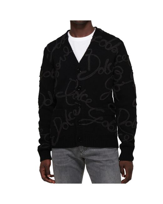 Dolce & Gabbana Black Wool And Cashmere Cardigan for men