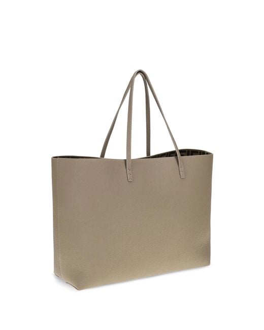Fendi White Medium Roll Roman Leather Shopping Bag Calf Bos Taurus Shoulder