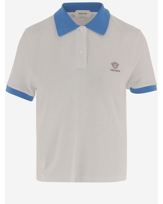 Versace White Polo Shirt Cotton Tops