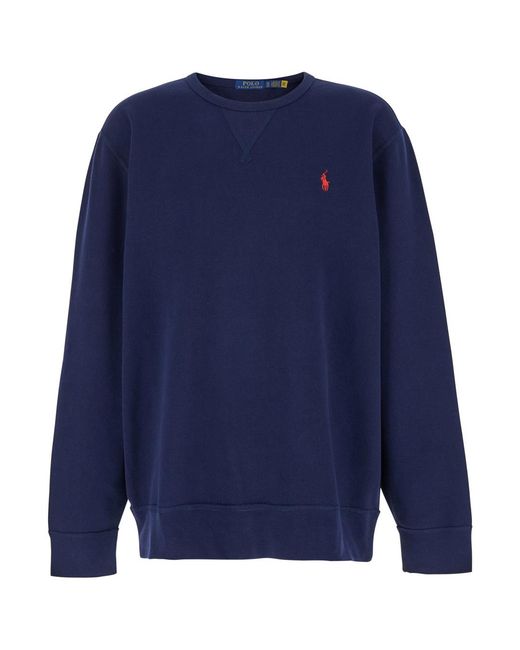 Polo Ralph Lauren Blue Sweatshirt With Embroidered Pony Logo for men