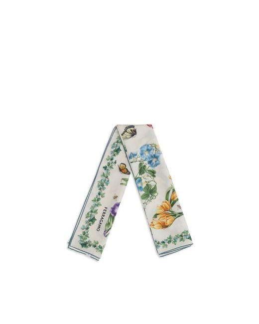 Ferragamo Green Multicolor Silk Scarf