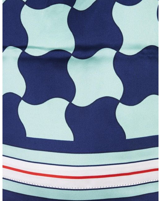 Casablancabrand Blue And Aquamarine Check Silk Shorts for men