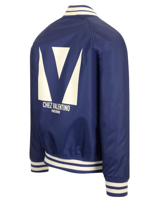 Valentino Blue Jacket With Chez Print for men